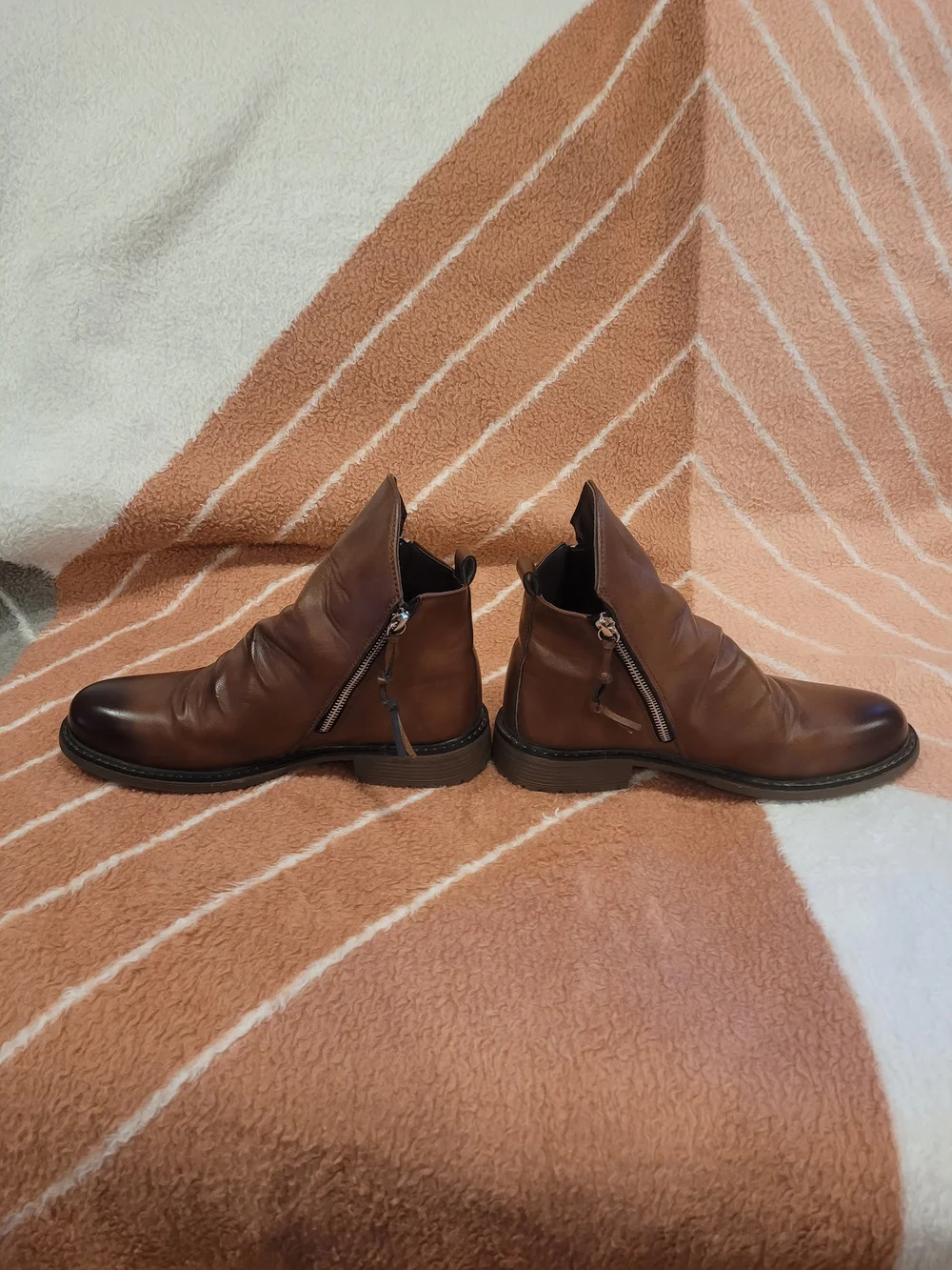 Marc Rivage Unisex Brown Leather Zip Chelsea Boots